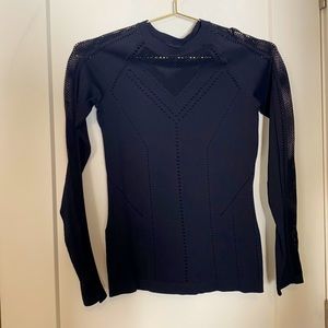 Athleta Ribbed Mesh Long Sleeve Athletic Top